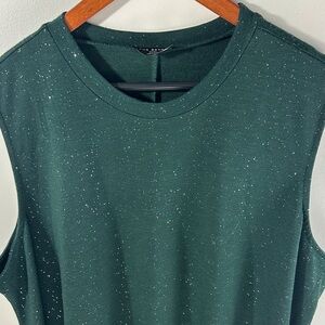 Lane Bryant Dark Green Glittery Flowy Tank 26/28